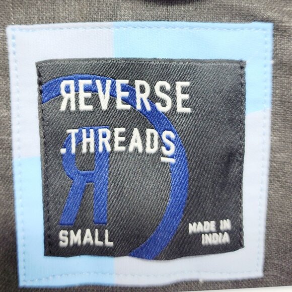 Mens Reverse Threads Black Short-Sleeve Shirt Tropical Patent Casual Fit Size S - Picture 3 of 10